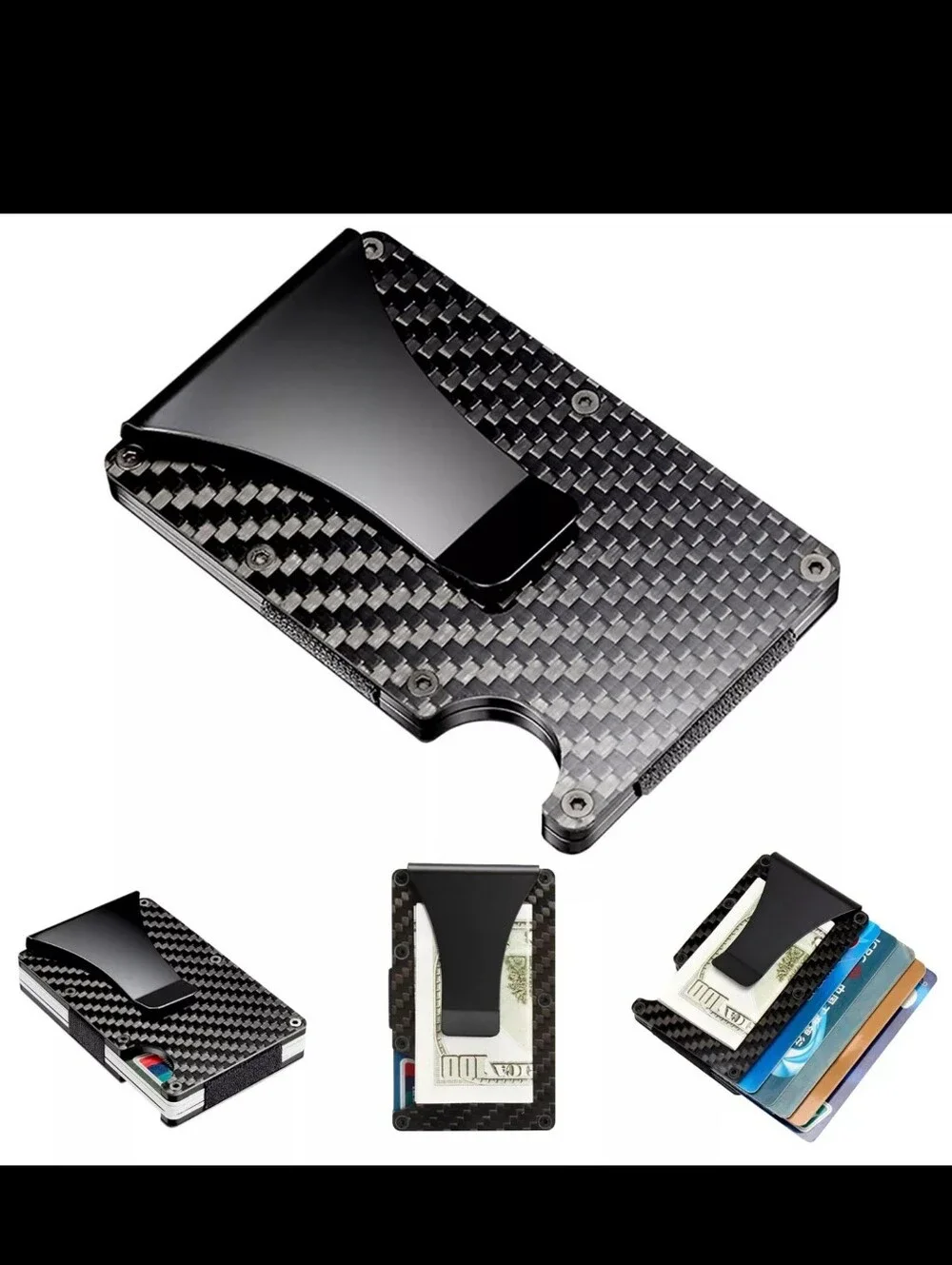 Mens RFid carbon fiber  credit card and money clip nwt